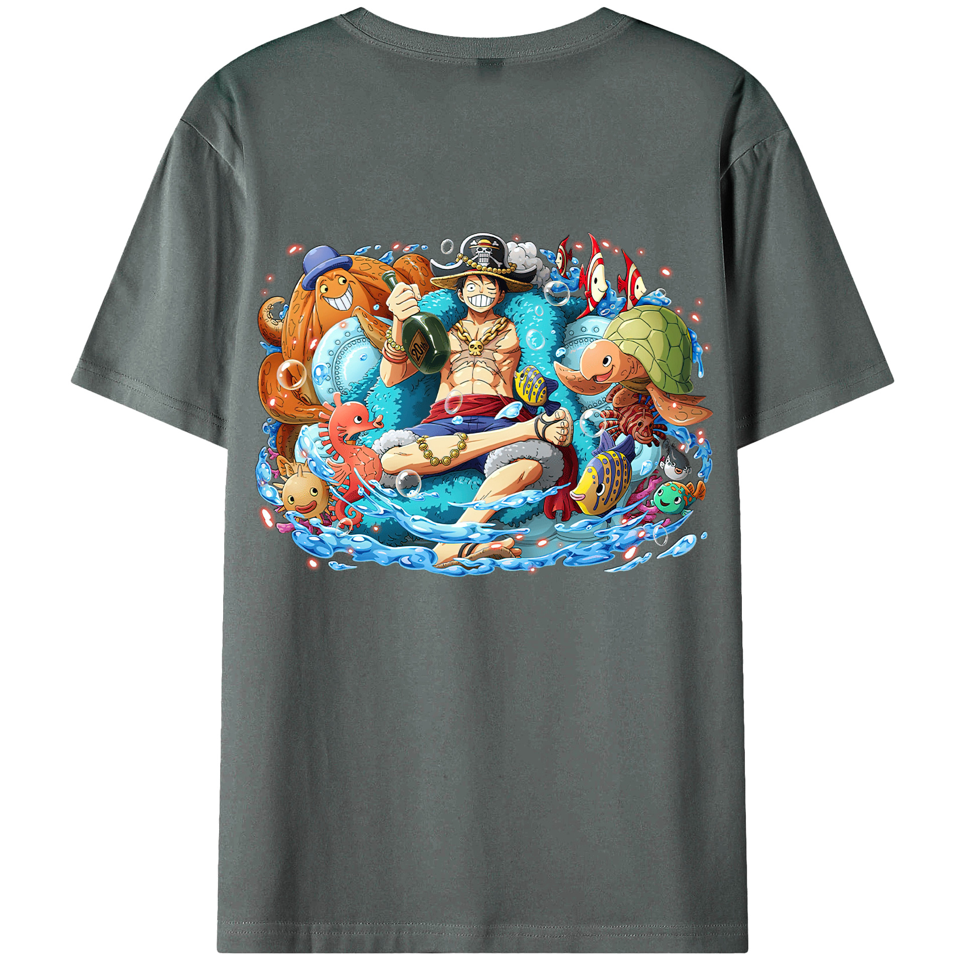 ワンピース モンキー・D・ルフィ ONE PIECE Monkey D. Luffy 綿100％ メンズ半袖Tシャツ（バックプリント） 通気性